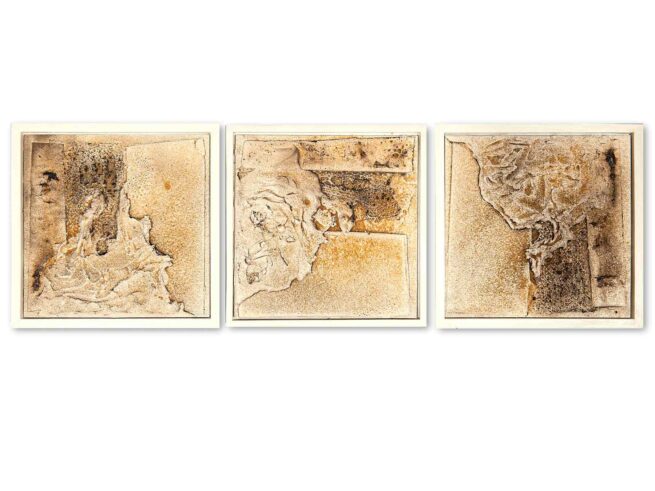 163/164/165, Trilogie Dachpappe, Verputz (Spachtelmasse), Sacktuch 25x25 cm