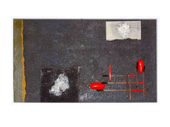 149 Dachpappe, Sagex, Metall, Steine, Sand 52x32cm